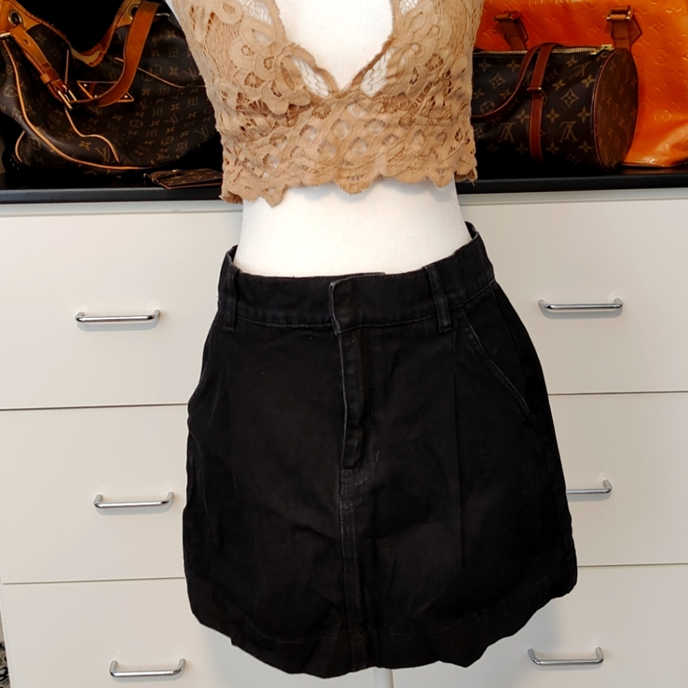 Free People Black Denim Mini skirt
